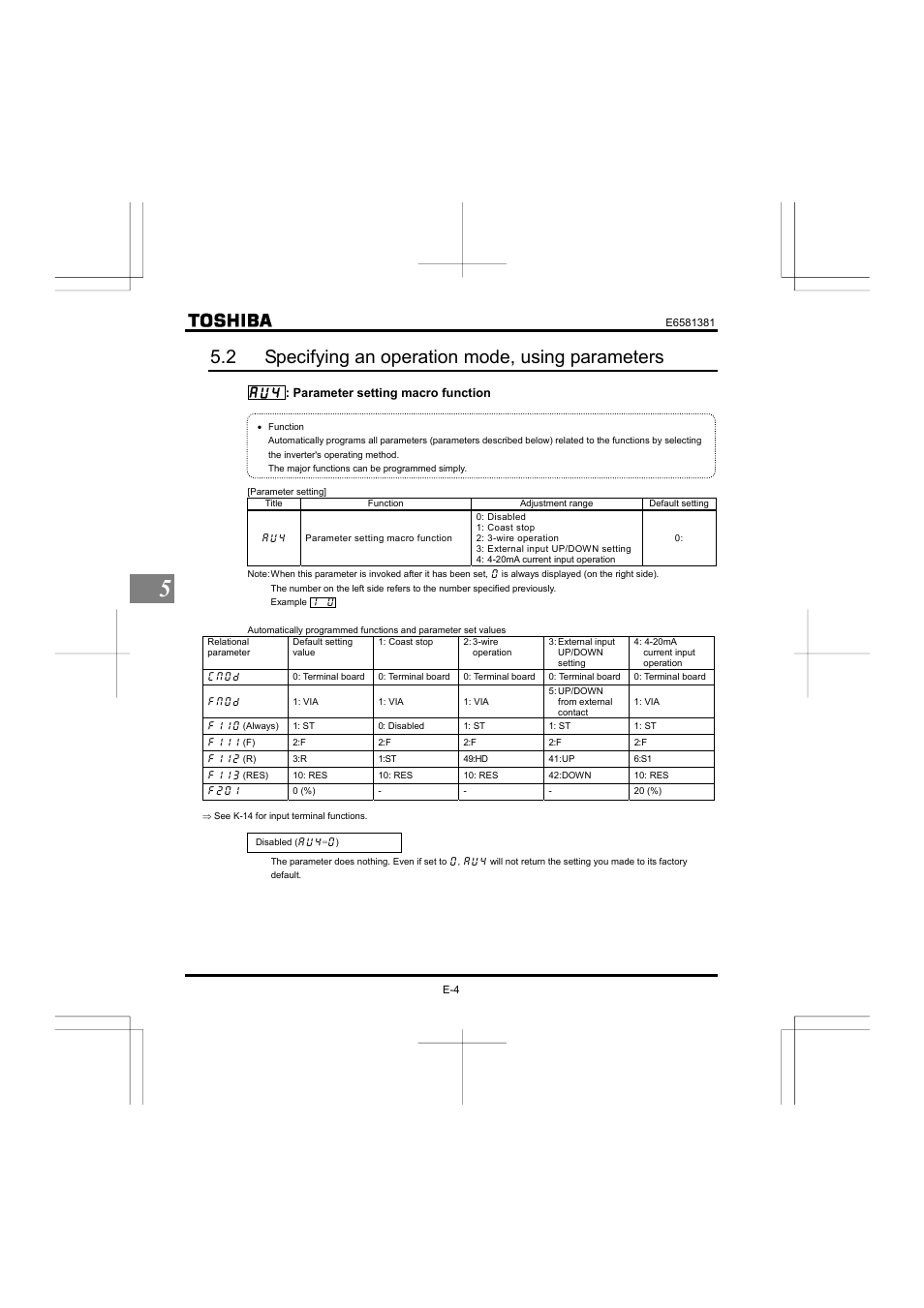 2 specifying an operation mode, using parameters | Toshiba VF-FS1 User Manual | Page 70 / 252