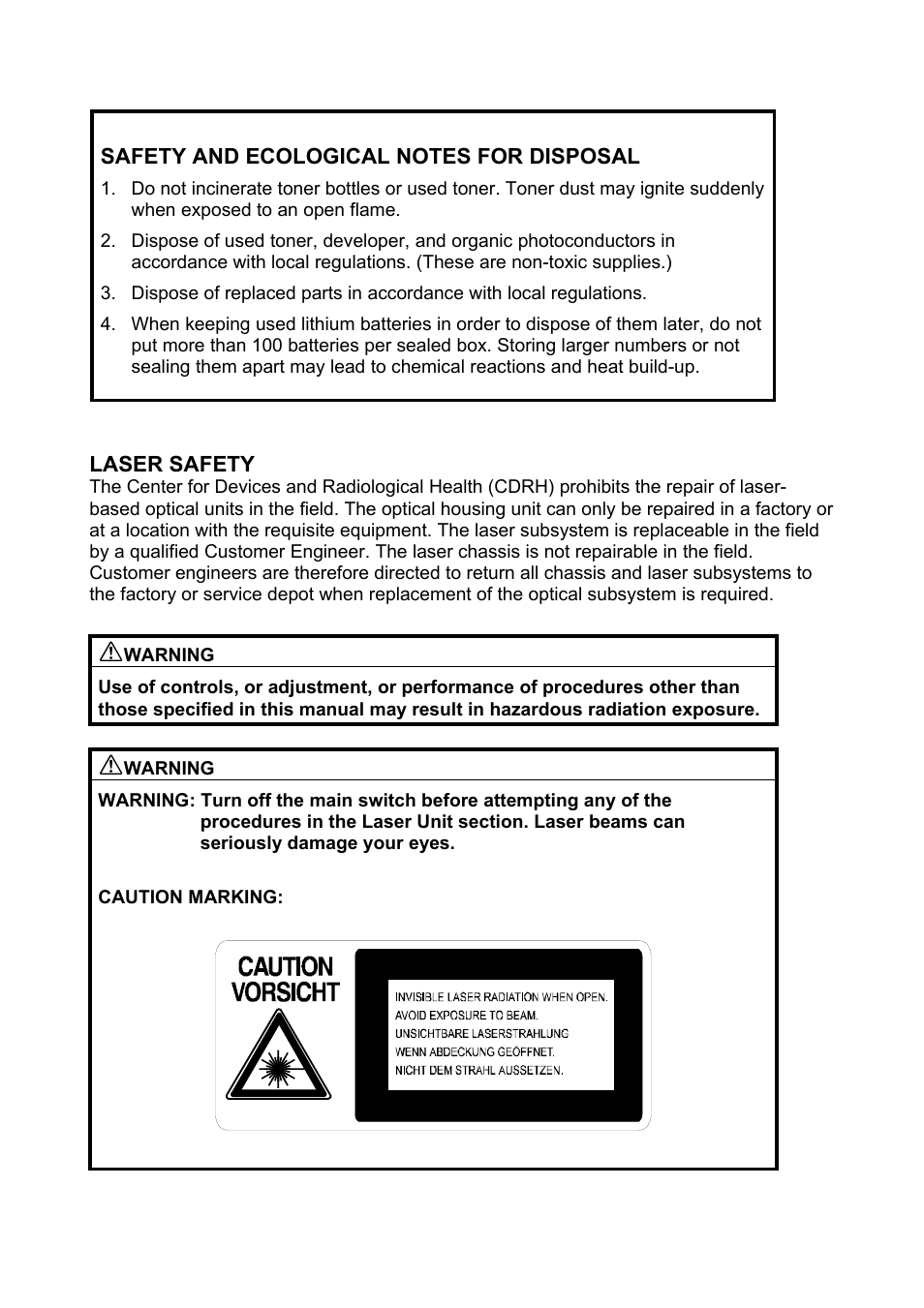 Laser safety | Toshiba E-STUDIO900 User Manual | Page 10 / 224