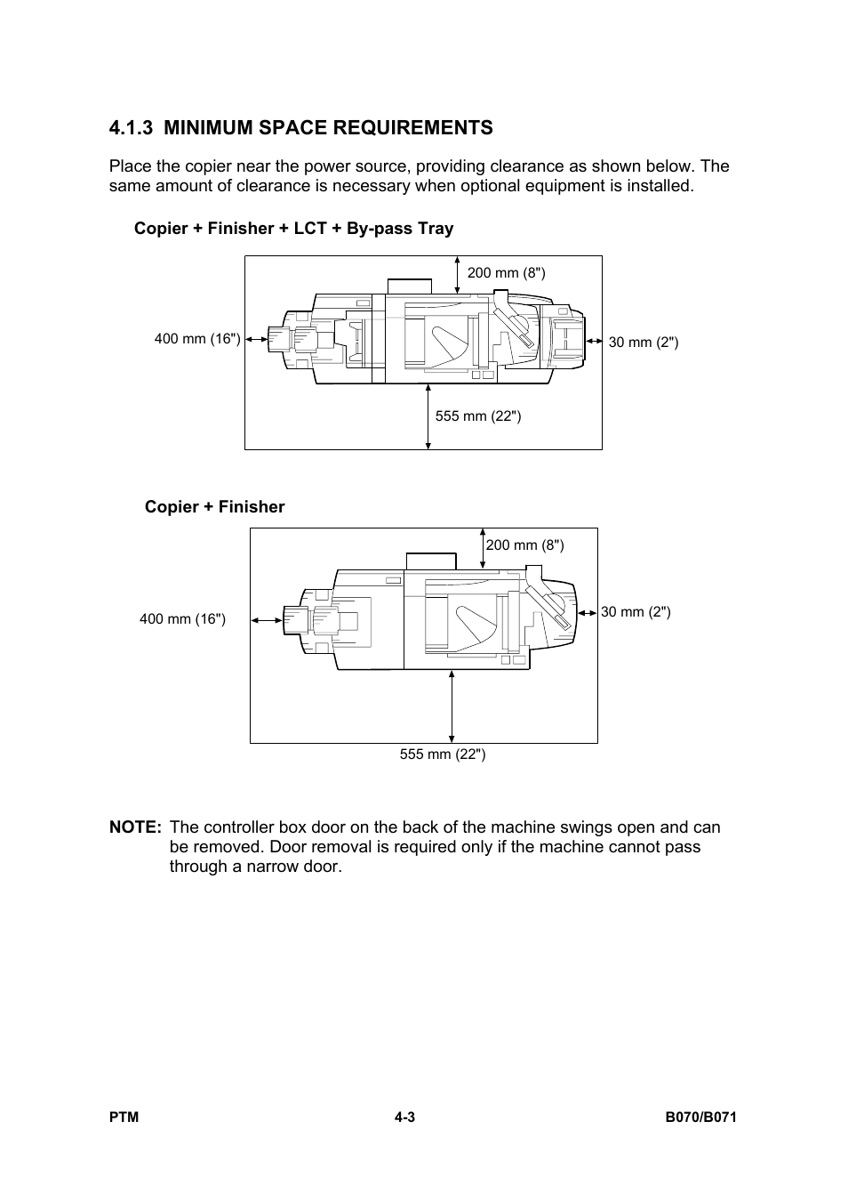 3 minimum space requirements | Toshiba E-STUDIO900 User Manual | Page 127 / 224