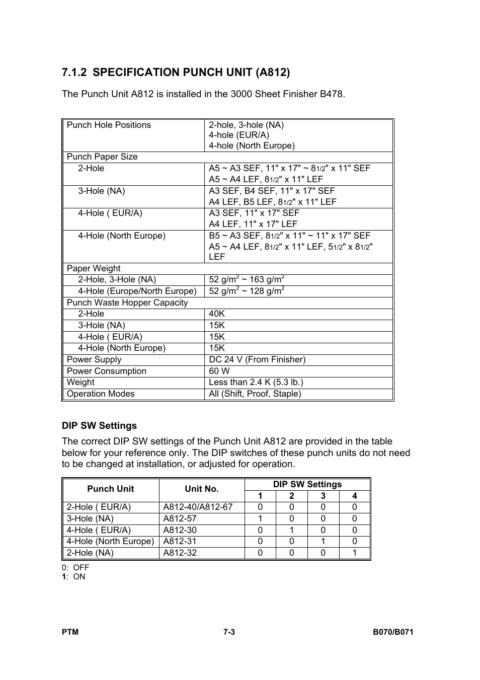 2 specification punch unit (a812) | Toshiba E-STUDIO900 User Manual | Page 178 / 224