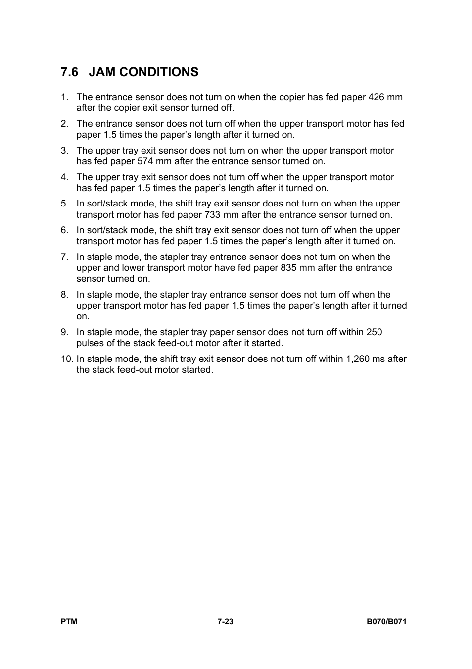 6 jam conditions | Toshiba E-STUDIO900 User Manual | Page 198 / 224