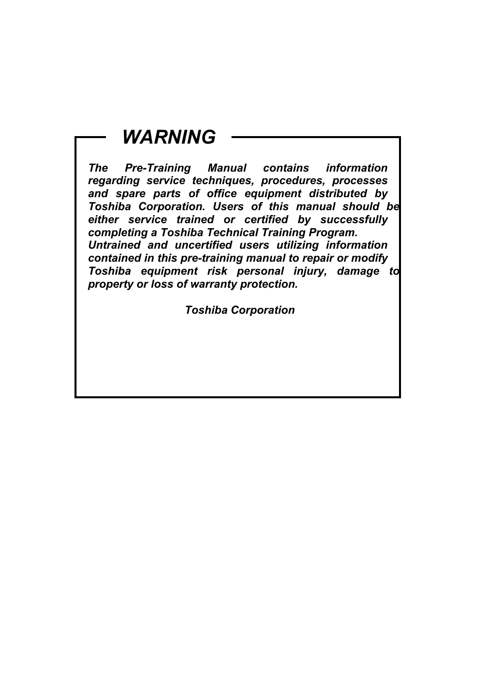 Warning | Toshiba E-STUDIO900 User Manual | Page 3 / 224