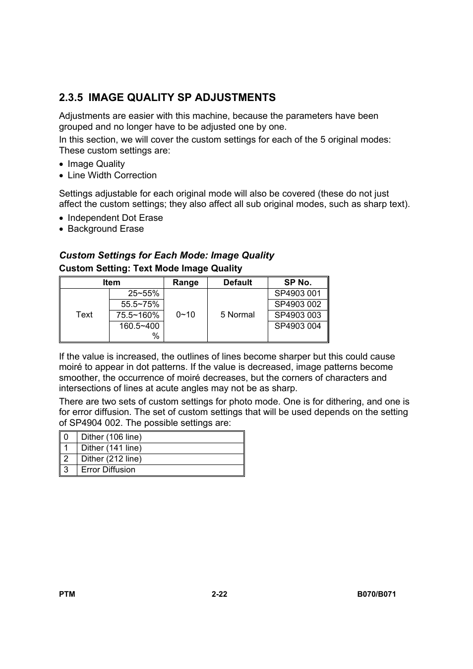 5 image quality sp adjustments | Toshiba E-STUDIO900 User Manual | Page 47 / 224