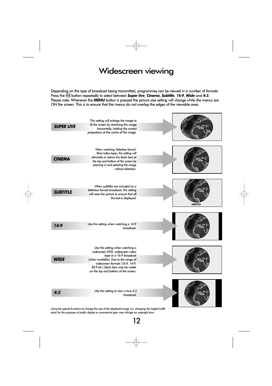 Widescreen viewing | Toshiba ZP38 Series User Manual | Page 12 / 24