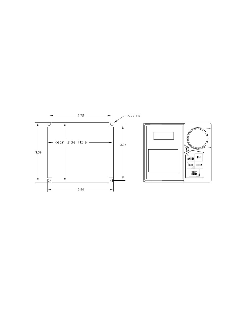 Keypad remote mounting w/o the asd-mtg-kit, Keypad dimensions (mounting) | Toshiba H9 User Manual | Page 42 / 289
