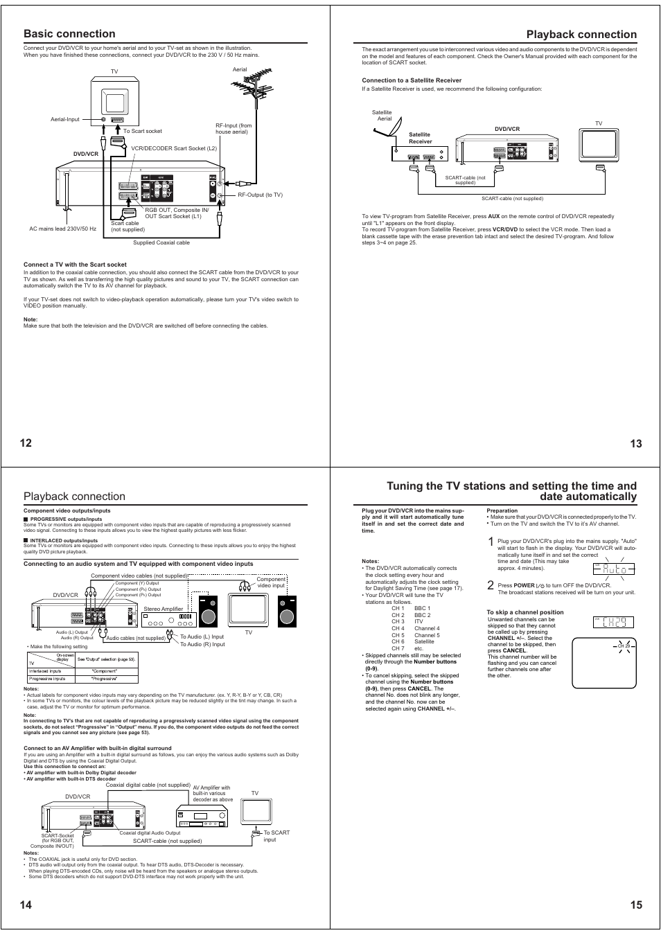 12 basic connection, Playback connection | Toshiba SD-38VBKB User Manual | Page 4 / 15