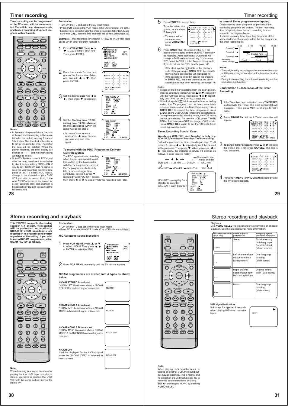 Timer recording, 29 timer recording, Stereo recording and playback | 31 stereo recording and playback | Toshiba SD-38VBKB User Manual | Page 8 / 15