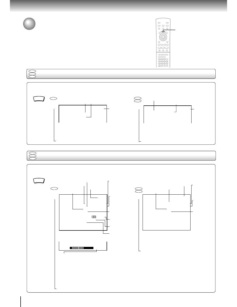 Checking the operational status, Checking the remaining time and setting status, Press display during stop | Press display during playback, Advanced playback | Toshiba SD-3205 User Manual | Page 34 / 47