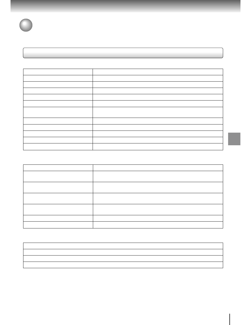 Specifications, Dvd video player / outputs / supplied accessories | Toshiba SD-3205 User Manual | Page 45 / 47