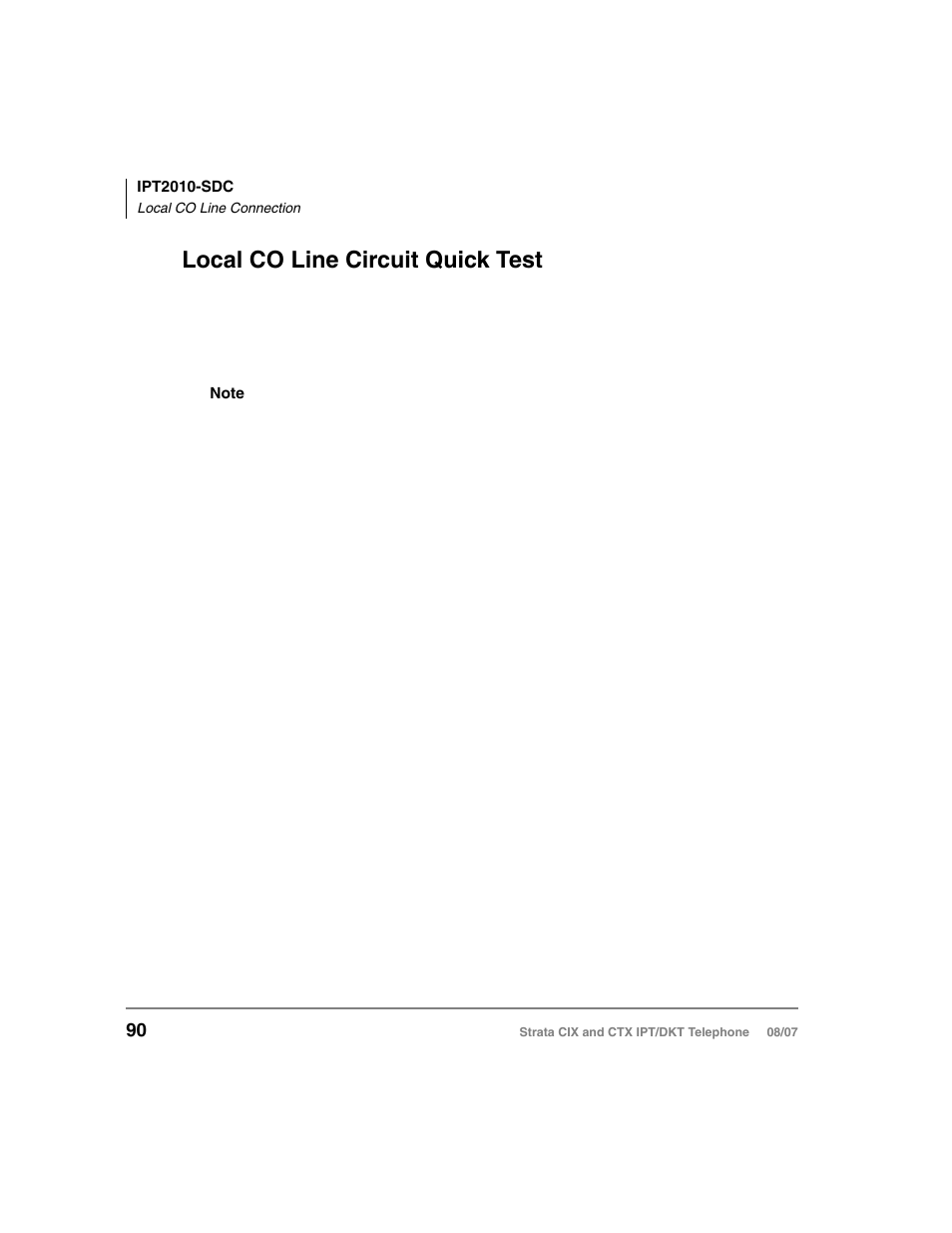 Local co line circuit quick test, Local co line circuit quick | Toshiba STRATA CIX DKT User Manual | Page 108 / 171