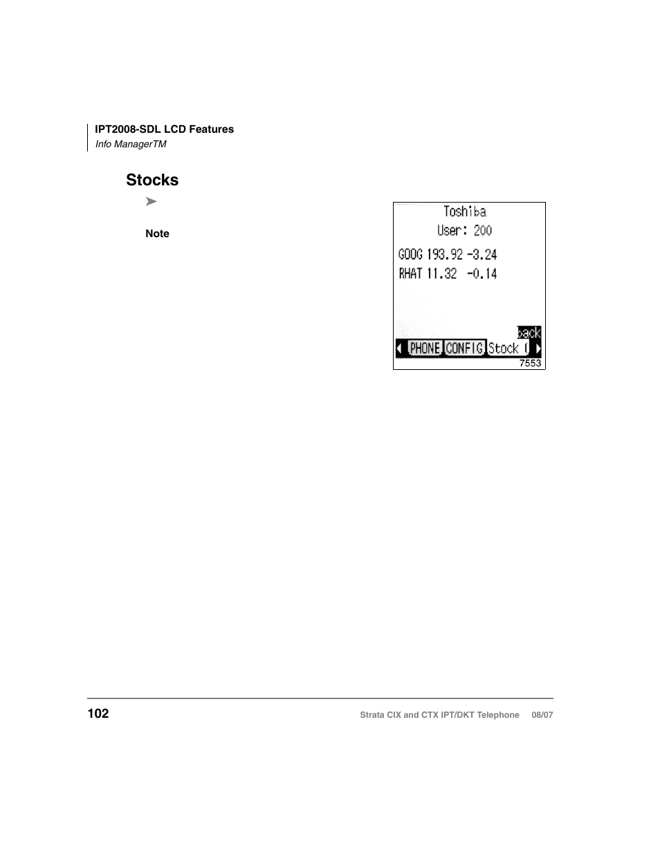 Stocks | Toshiba STRATA CIX DKT User Manual | Page 120 / 171