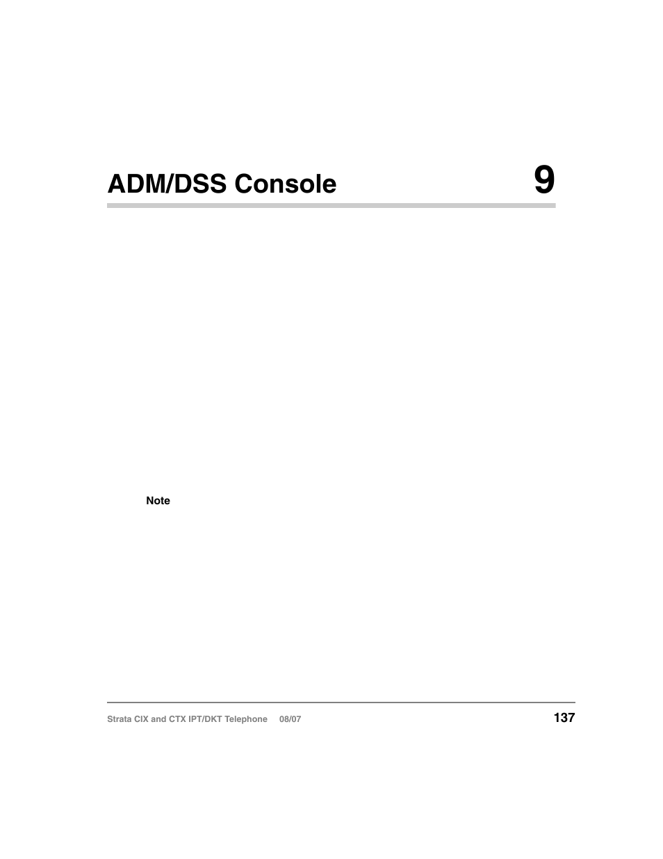 Adm/dss console 9, Chapter 9 — adm/dss console, Instructions, refer to | Chapter 9 – adm/dss, Console, Adm/dss console | Toshiba STRATA CIX DKT User Manual | Page 155 / 171