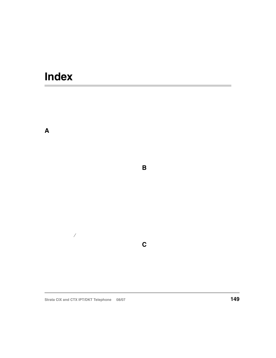 Index | Toshiba STRATA CIX DKT User Manual | Page 167 / 171