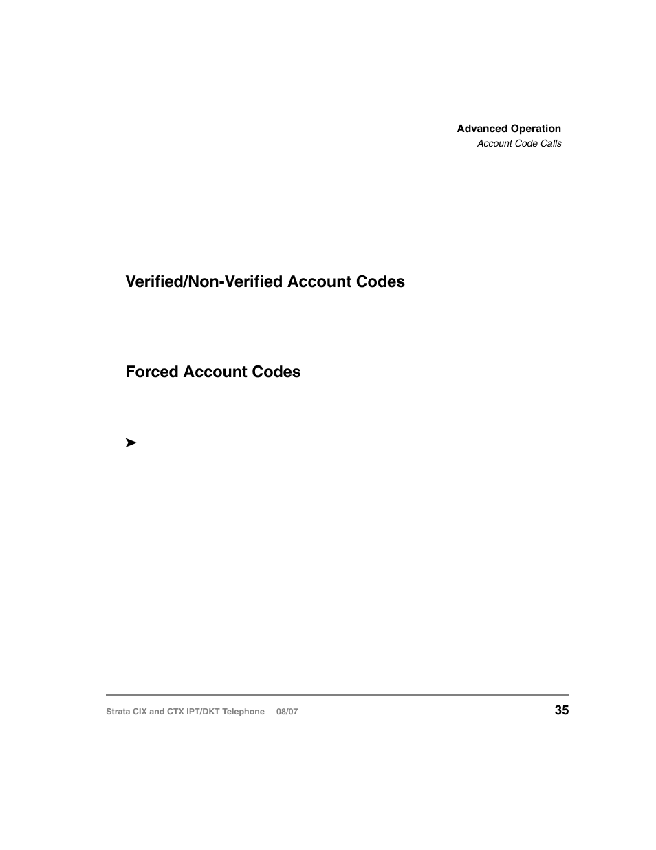 Account code calls, Verified/non-verified account codes, Forced account codes | Toshiba STRATA CIX DKT User Manual | Page 53 / 171