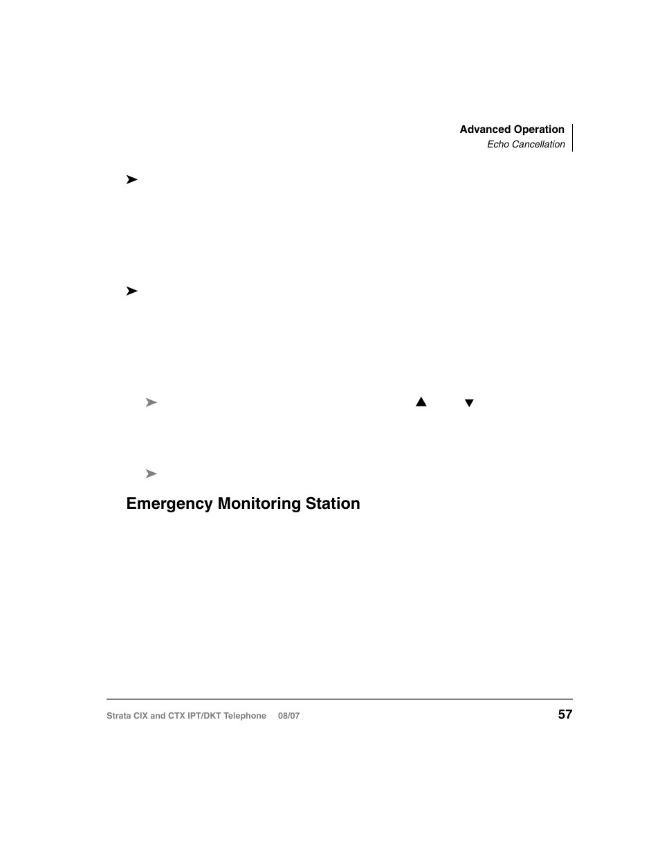 Echo cancellation, Emergency call, Emergency monitoring station | Echo cancellation emergency call | Toshiba STRATA CIX DKT User Manual | Page 75 / 171