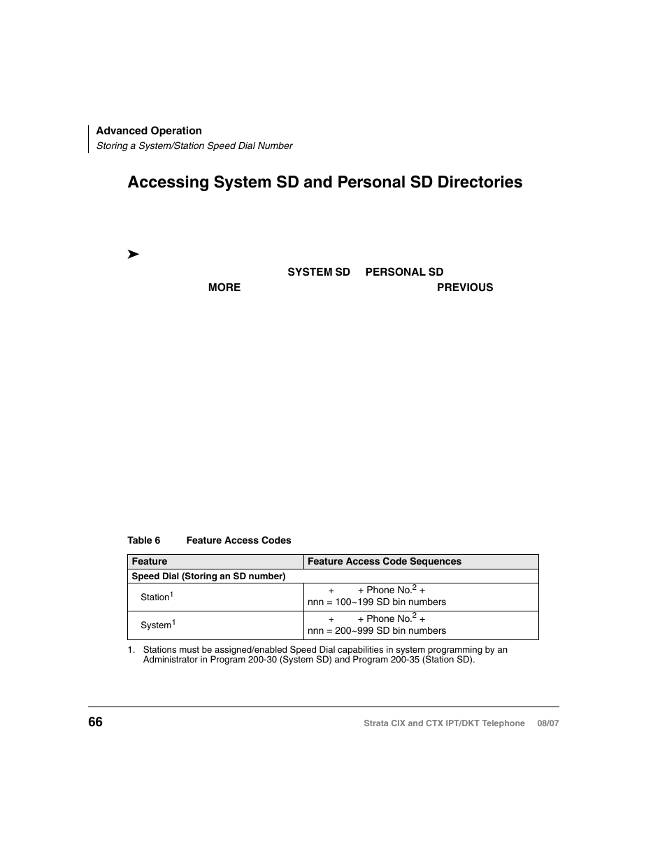 Accessing system sd and personal sd directories, Storing a system/station speed dial number | Toshiba STRATA CIX DKT User Manual | Page 84 / 171