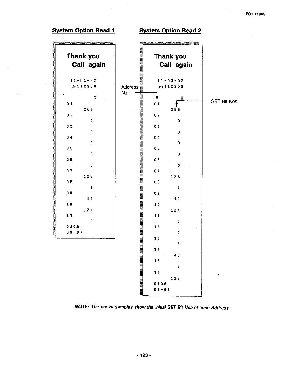 System option read 1, System option read 2, System option read 1 system option read 2 | Toshiba TEC MA-315-100 User Manual | Page 125 / 142