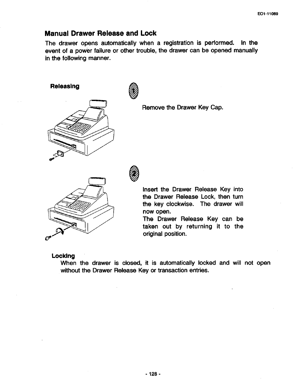 Manual drawer release and lock | Toshiba TEC MA-315-100 User Manual | Page 130 / 142