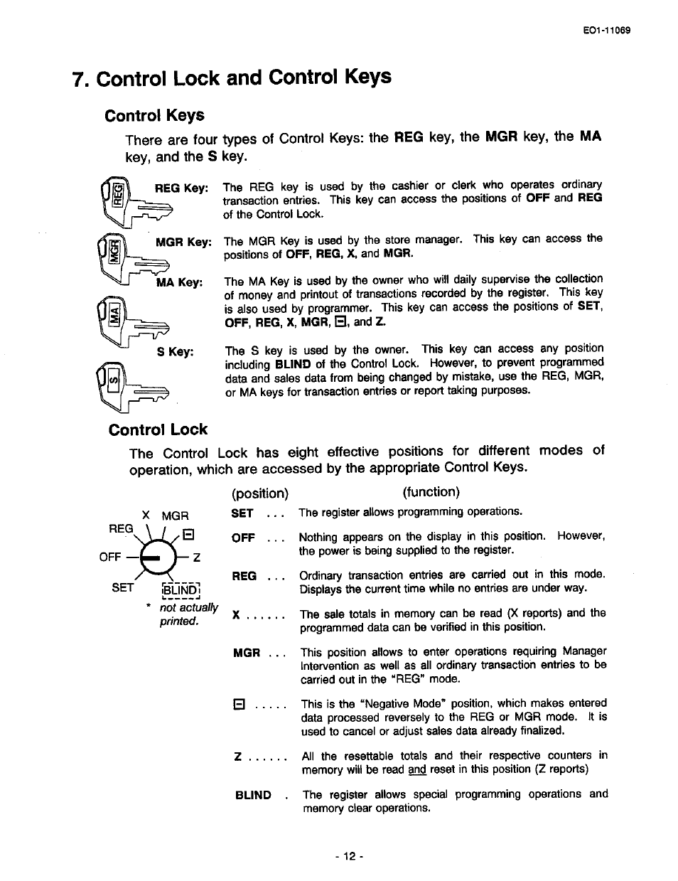 Control lock and control keys, Control keys, Control lock | Position) (function), Control keys control lock | Toshiba TEC MA-315-100 User Manual | Page 14 / 142