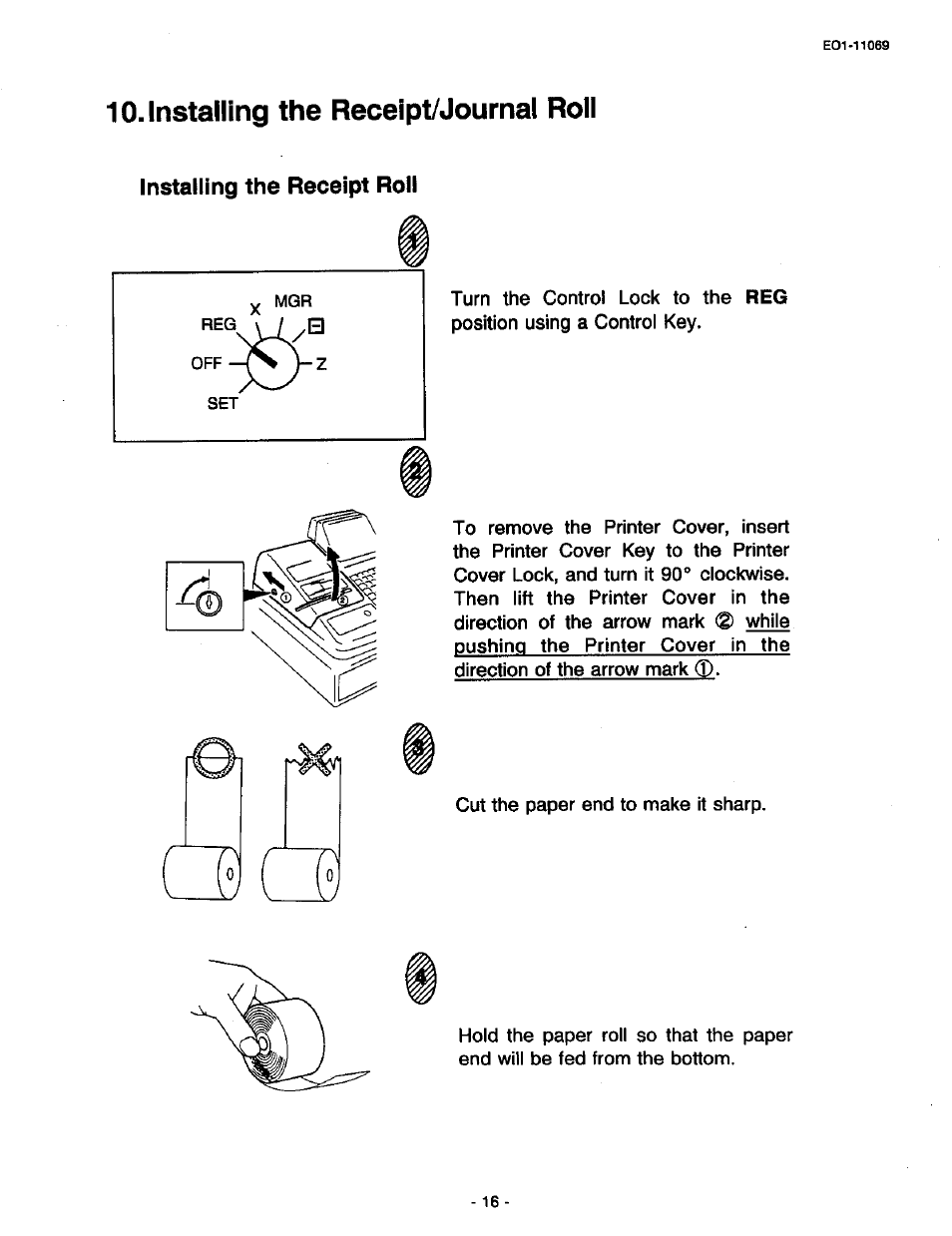 Installing the receipt/journal roll, Installing the receipt roll | Toshiba TEC MA-315-100 User Manual | Page 18 / 142