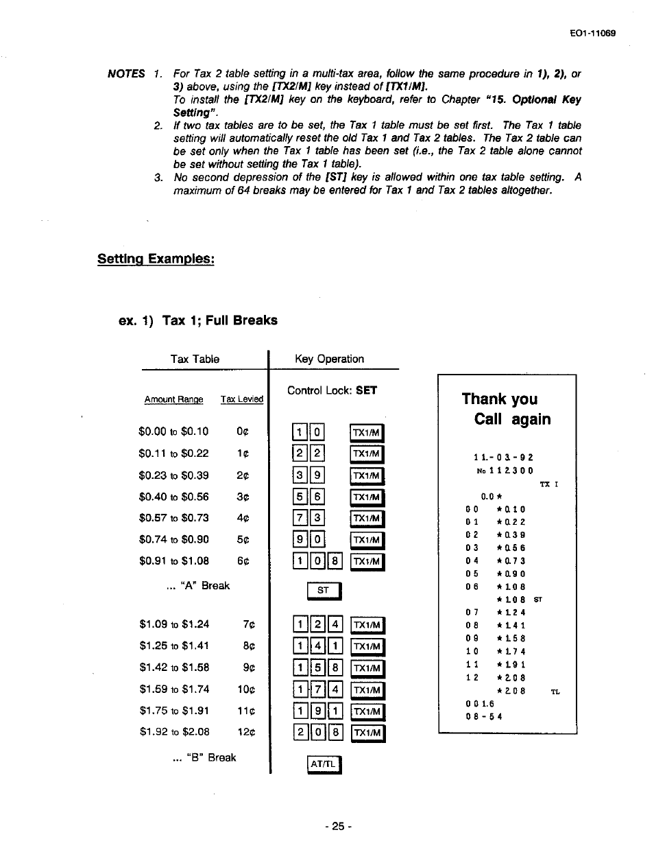 Setting examples, Ex. 1) tax 1; full breaks | Toshiba TEC MA-315-100 User Manual | Page 27 / 142