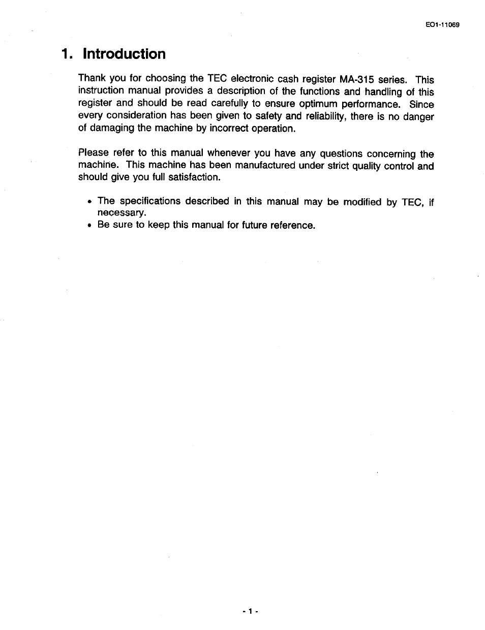 Introduction | Toshiba TEC MA-315-100 User Manual | Page 3 / 142