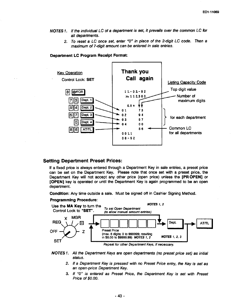 Setting department preset prices | Toshiba TEC MA-315-100 User Manual | Page 45 / 142