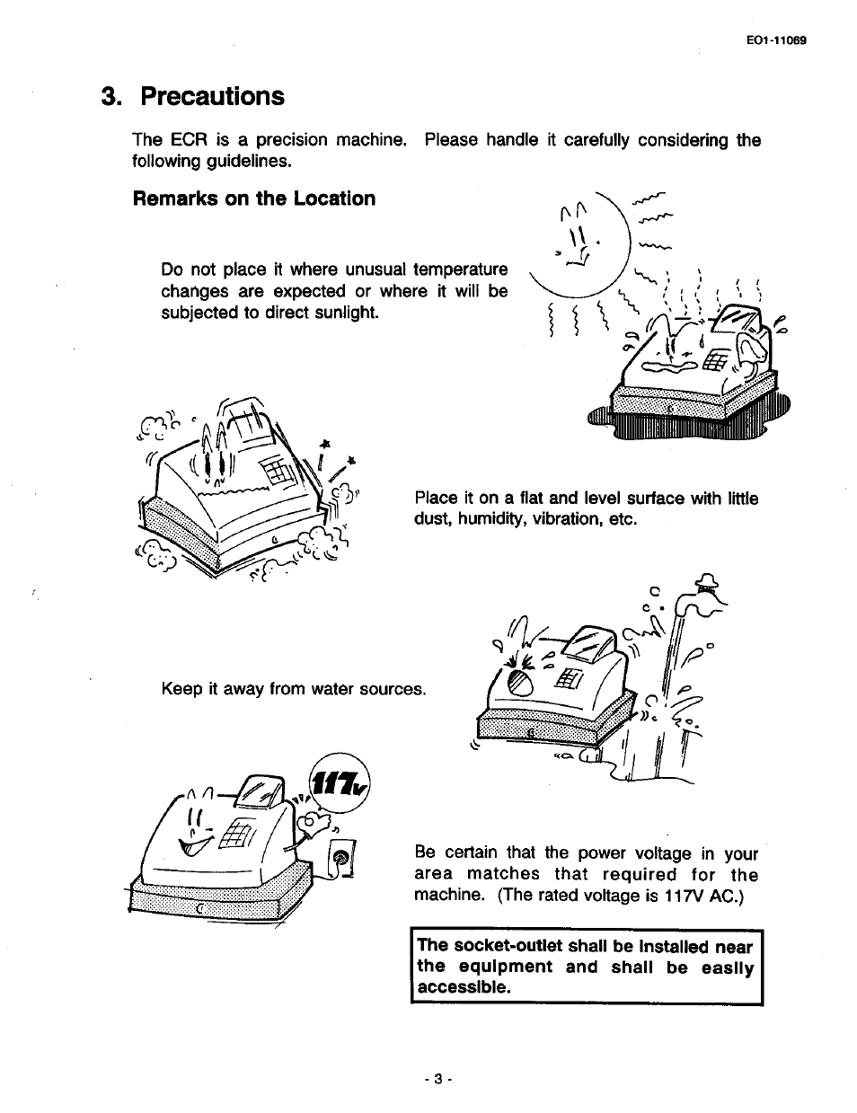 Precautions, Remarks on the location | Toshiba TEC MA-315-100 User Manual | Page 5 / 142