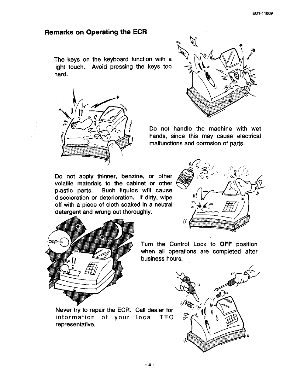 Remarks on operating the ecr | Toshiba TEC MA-315-100 User Manual | Page 6 / 142