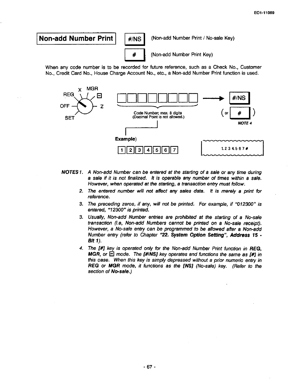Non-add number print | Toshiba TEC MA-315-100 User Manual | Page 69 / 142