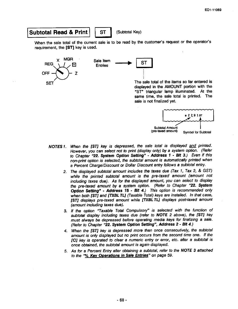 Subtotal read & print | Toshiba TEC MA-315-100 User Manual | Page 70 / 142
