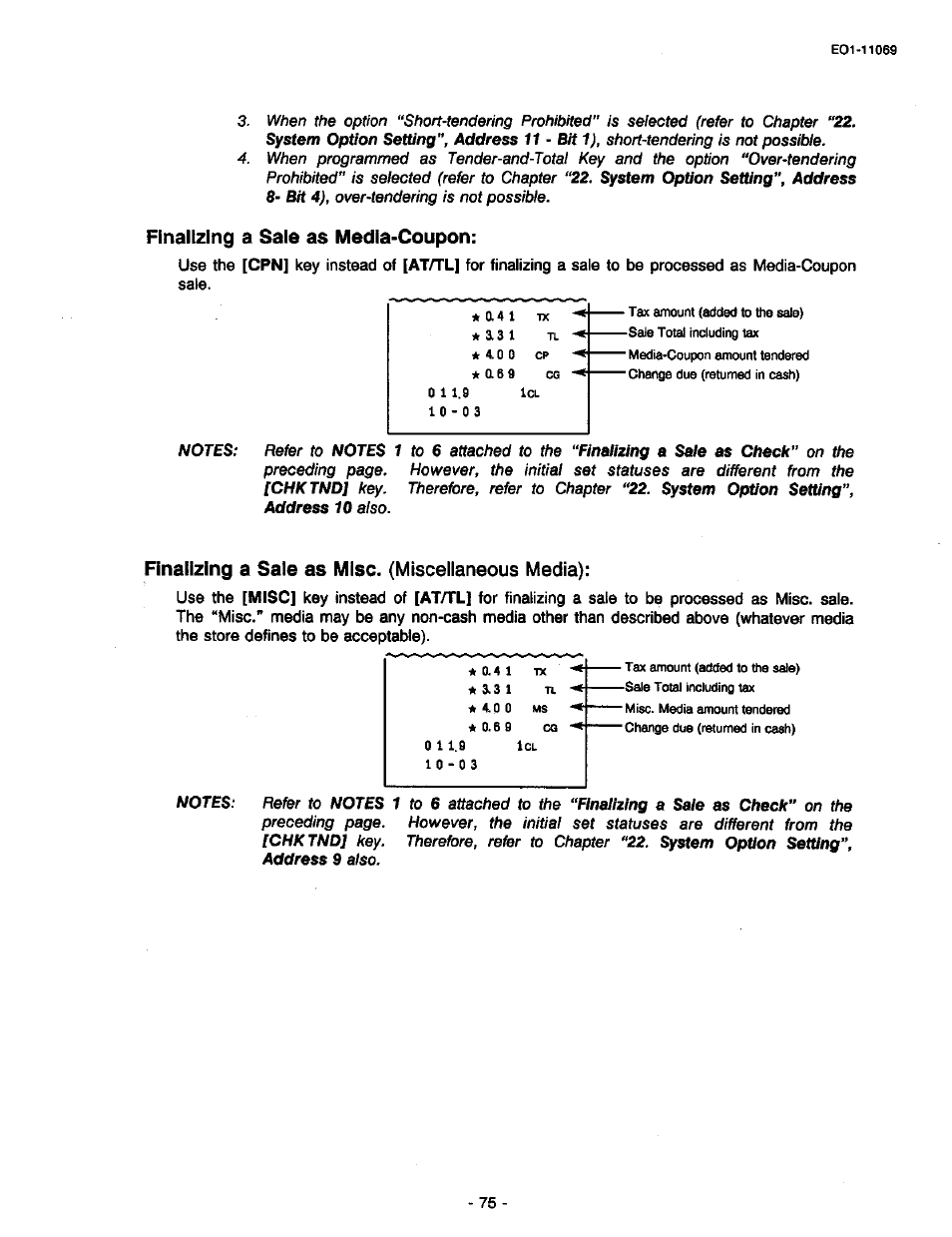 Finalizing a sale as media-coupon, Finalizing a sale as misc. (miscellaneous media) | Toshiba TEC MA-315-100 User Manual | Page 77 / 142