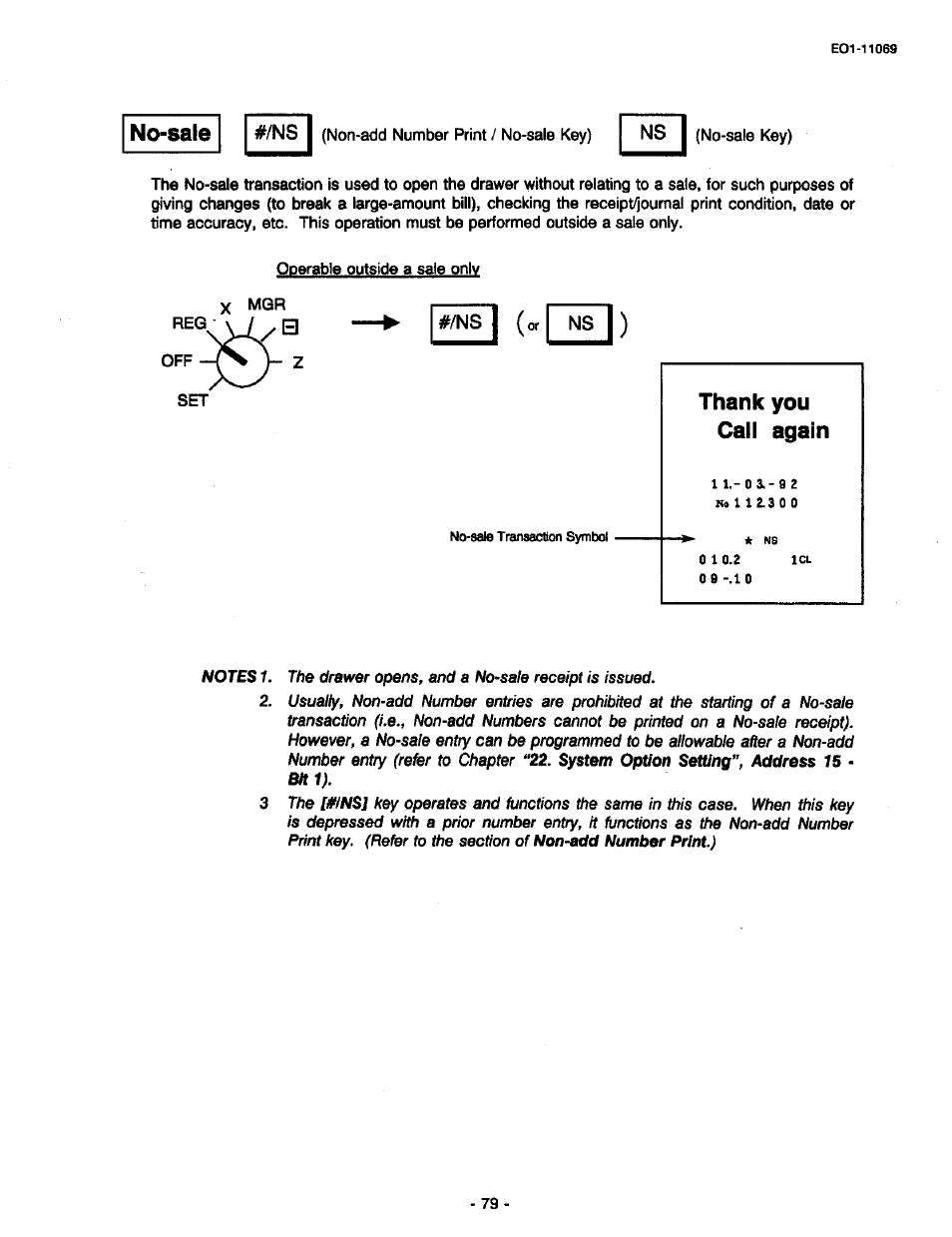 No-sale, Ns i, Thank you call again | Toshiba TEC MA-315-100 User Manual | Page 81 / 142