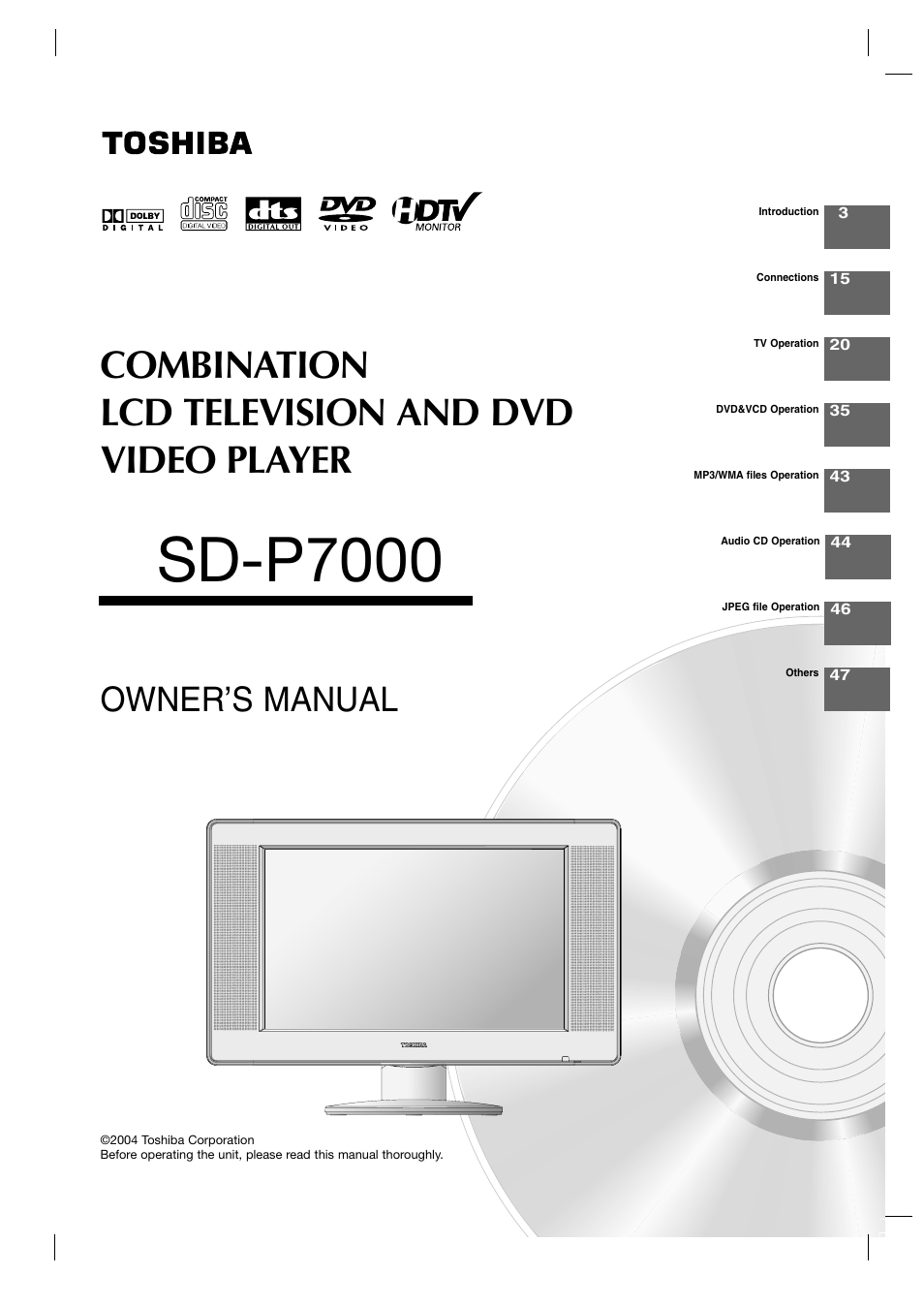 Toshiba SD-P7000 User Manual | 54 pages