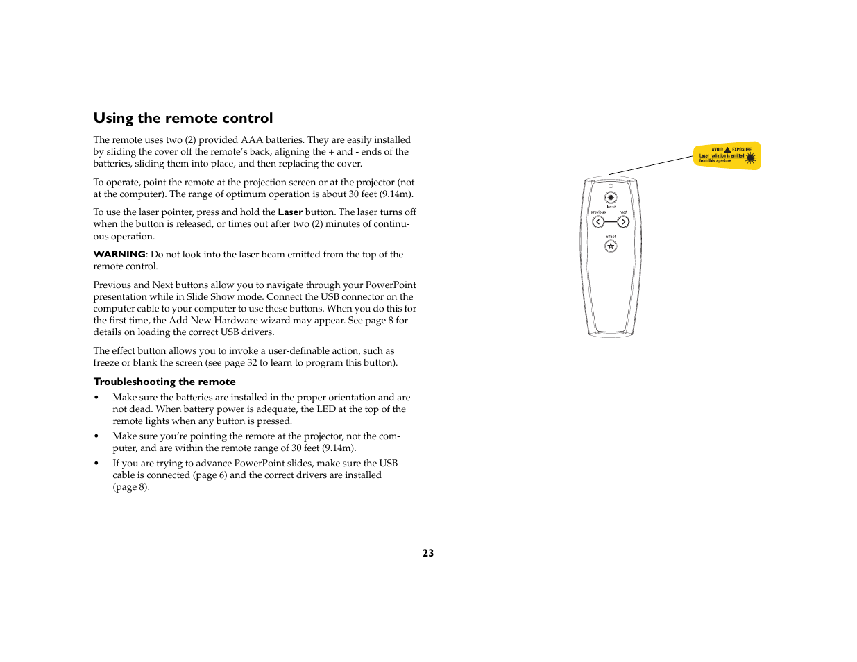 Using the remote control | Toshiba TDP-P6 User Manual | Page 23 / 40