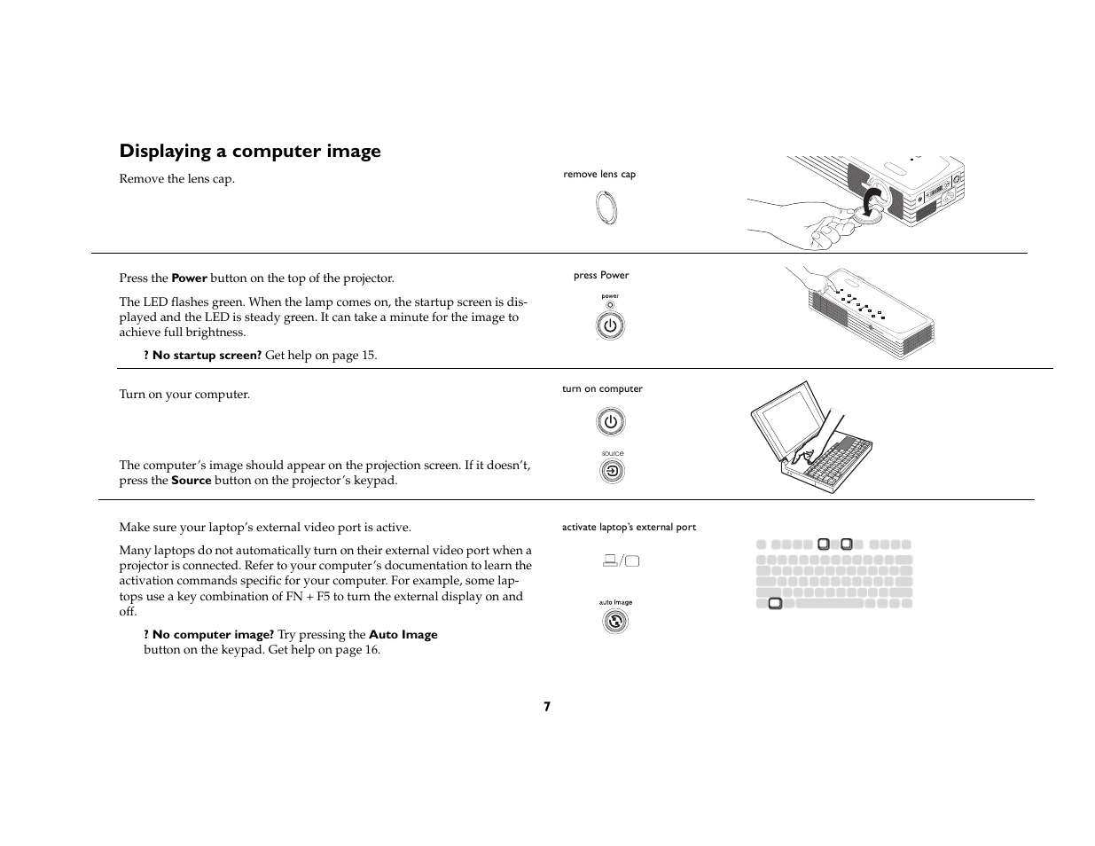 Displaying a computer image | Toshiba TDP-P6 User Manual | Page 7 / 40