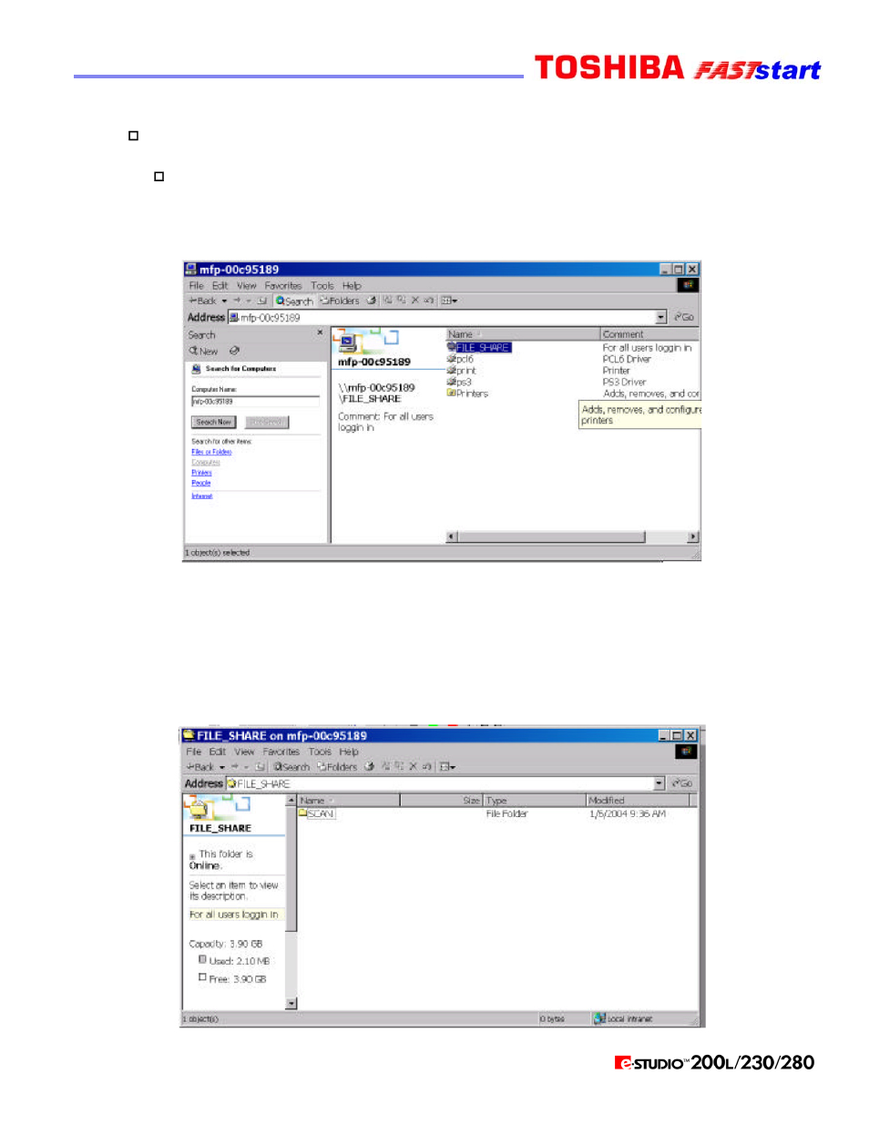 Scan to file (cont’d.) | Toshiba Faststart 200L User Manual | Page 16 / 26