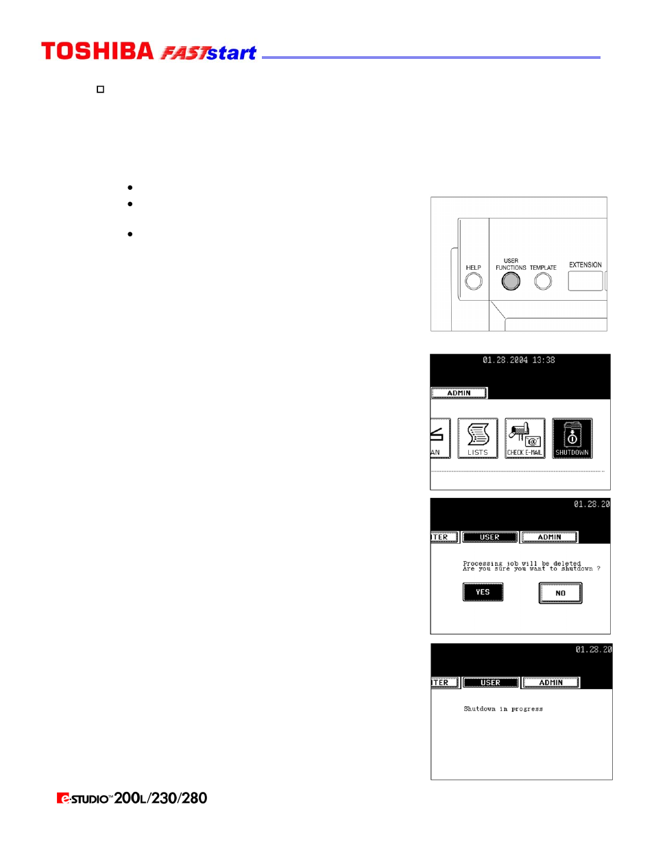 Turning off the power (shutting down) | Toshiba Faststart 200L User Manual | Page 5 / 26