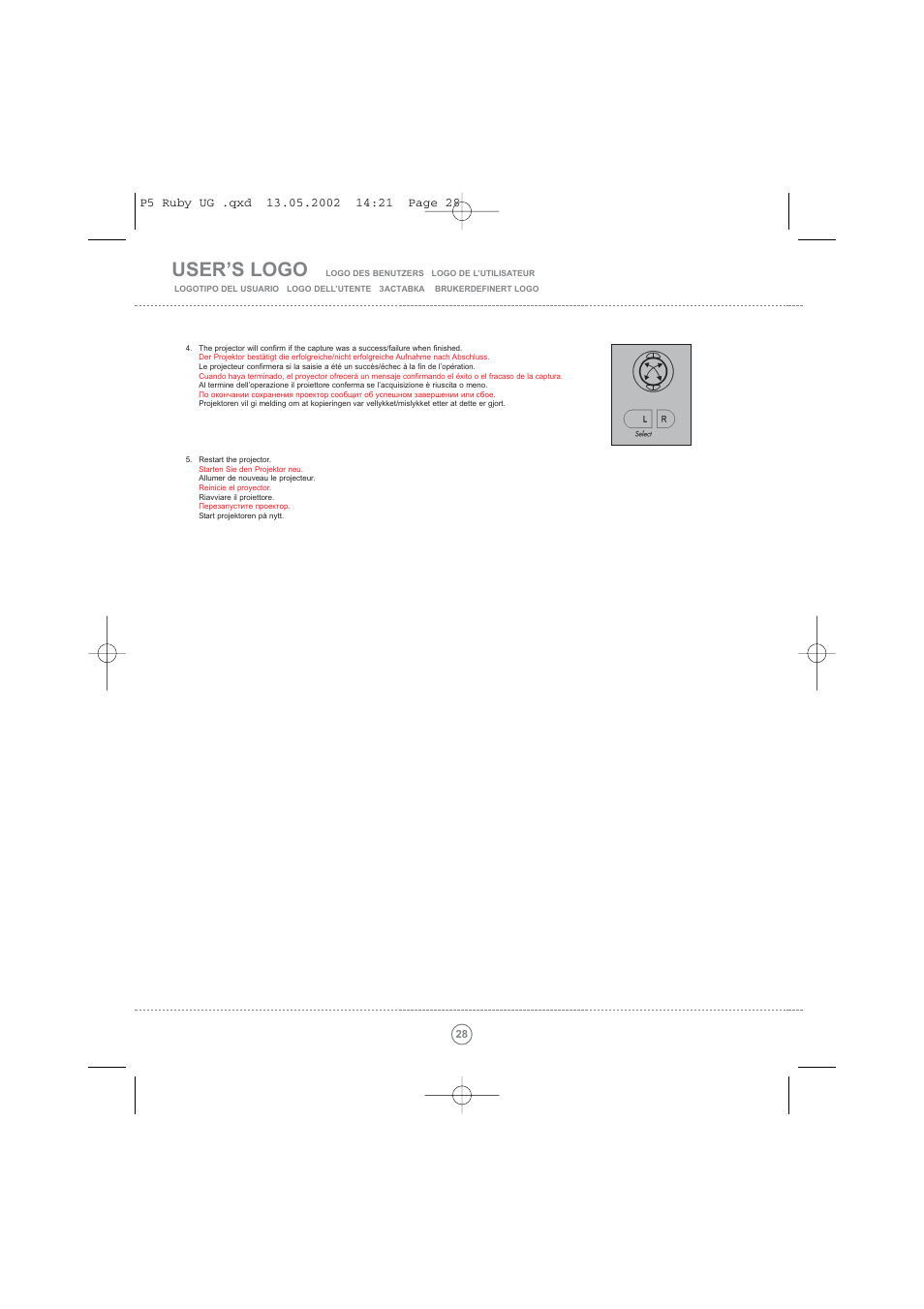 User’s logo | Toshiba TDP P5 User Manual | Page 28 / 44