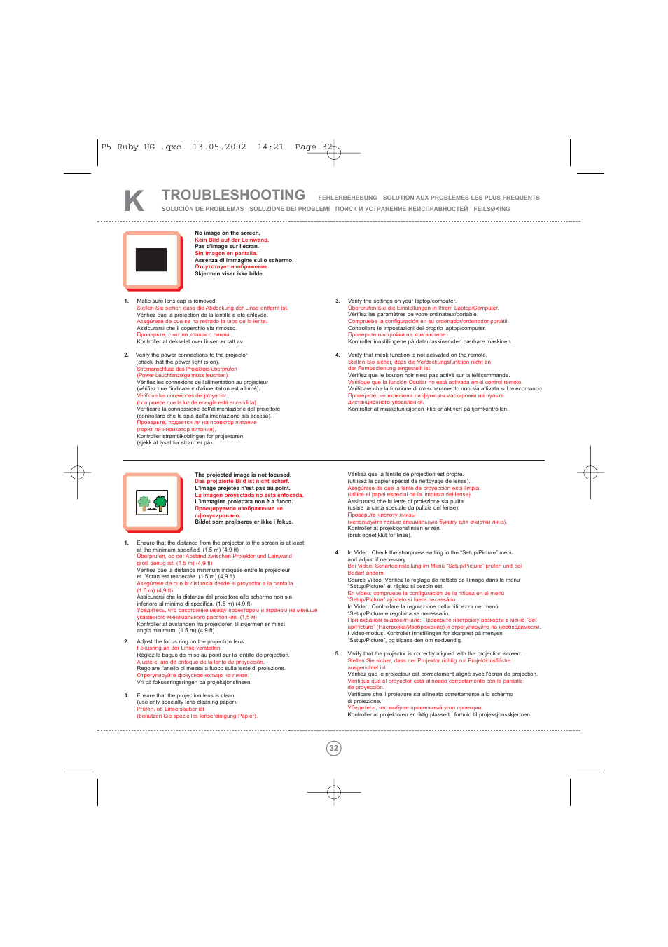 Troubleshooting | Toshiba TDP P5 User Manual | Page 32 / 44