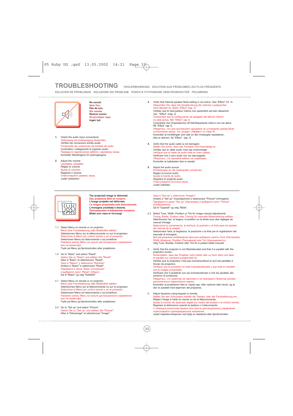 Troubleshooting | Toshiba TDP P5 User Manual | Page 33 / 44