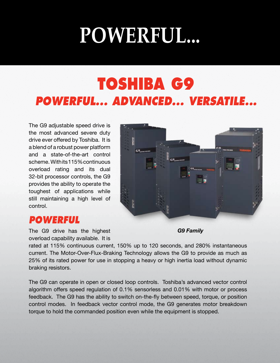 Powerful, Toshiba g9, Powerful... advanced... versatile | Toshiba Uninterruptible Power System(UPS) G9 Series User Manual | Page 2 / 6