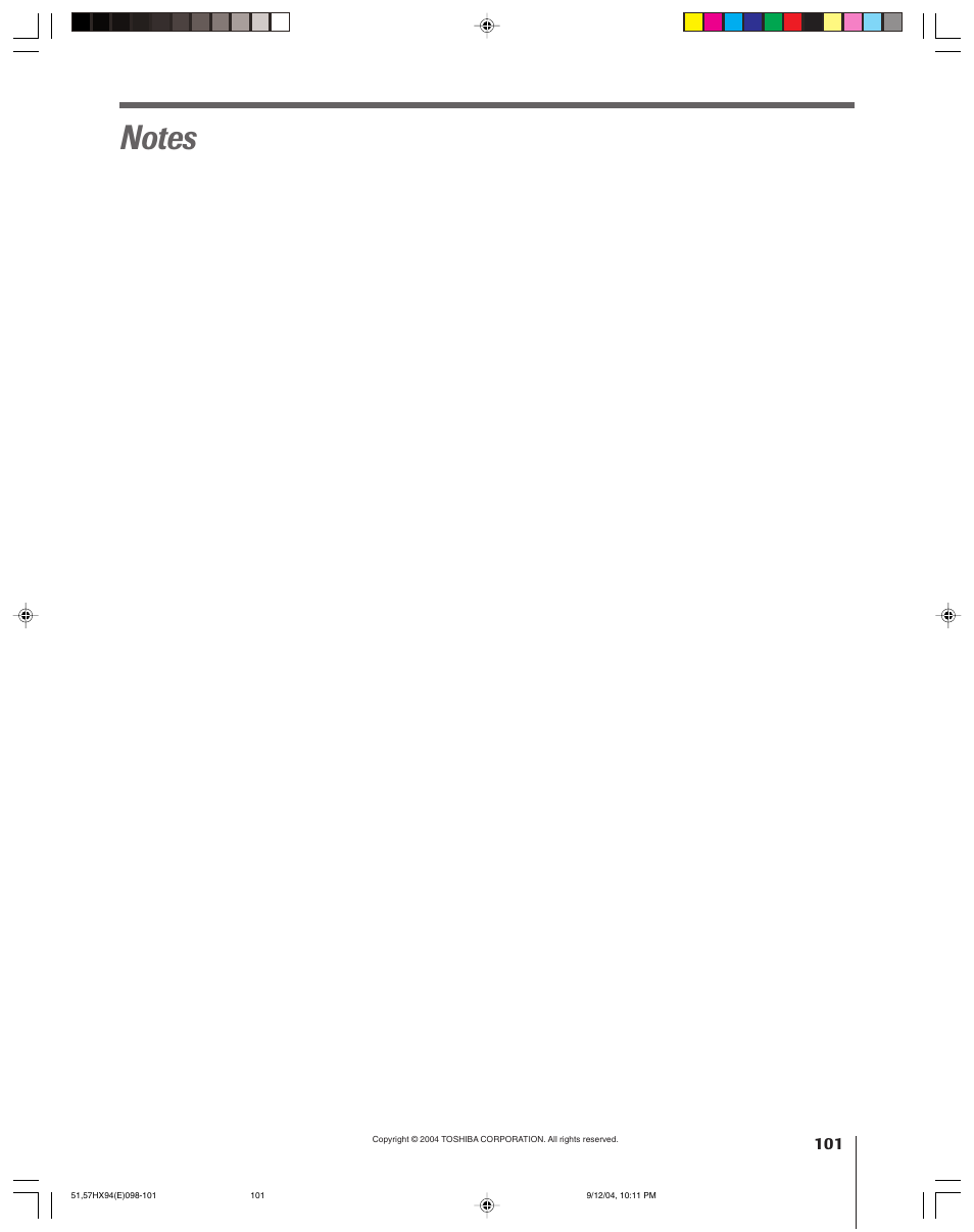 Toshiba 51HX94 User Manual | Page 101 / 104