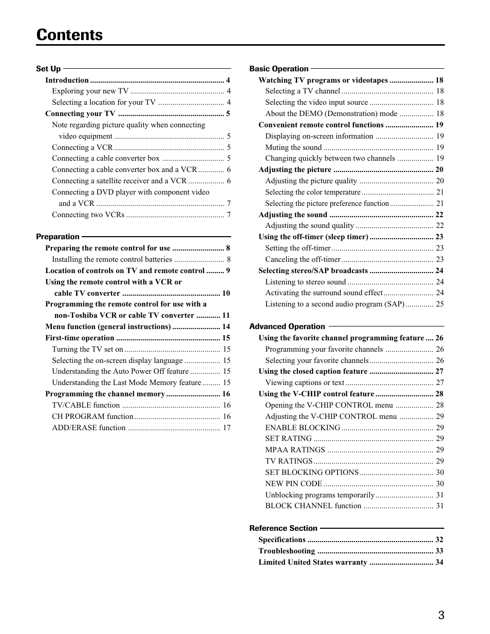 Toshiba 32A41 User Manual | Page 3 / 35