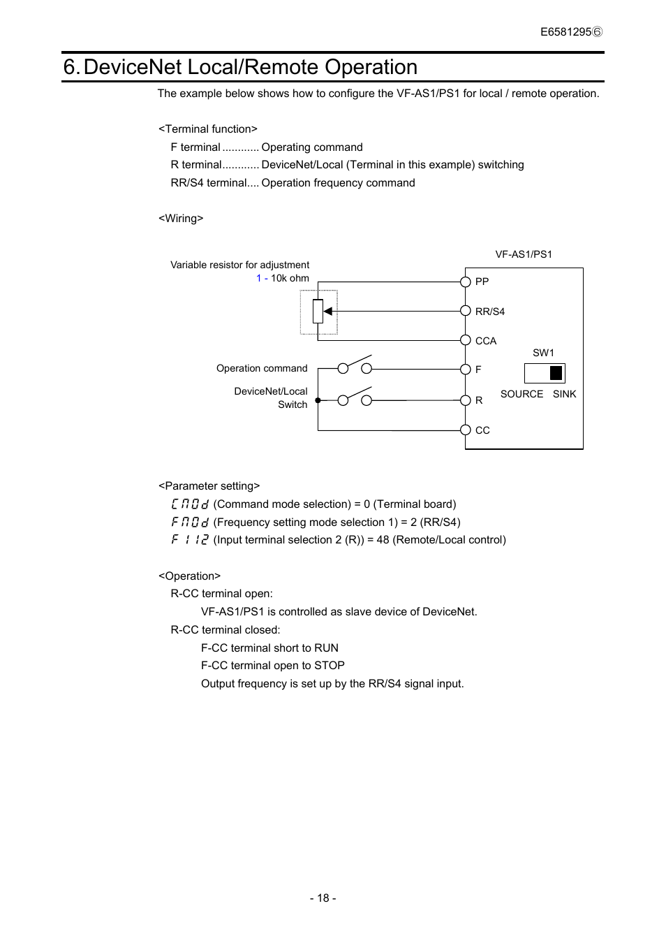 Devicenet local/remote operation | Toshiba DEV002Z User Manual | Page 19 / 20