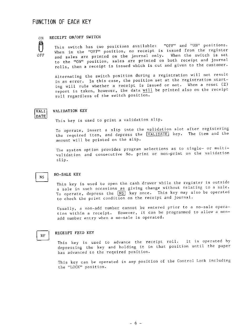 Function of each key | Toshiba MA-132 SERIES User Manual | Page 10 / 52