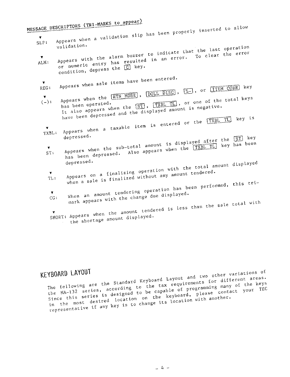 Keyboard layout | Toshiba MA-132 SERIES User Manual | Page 8 / 52