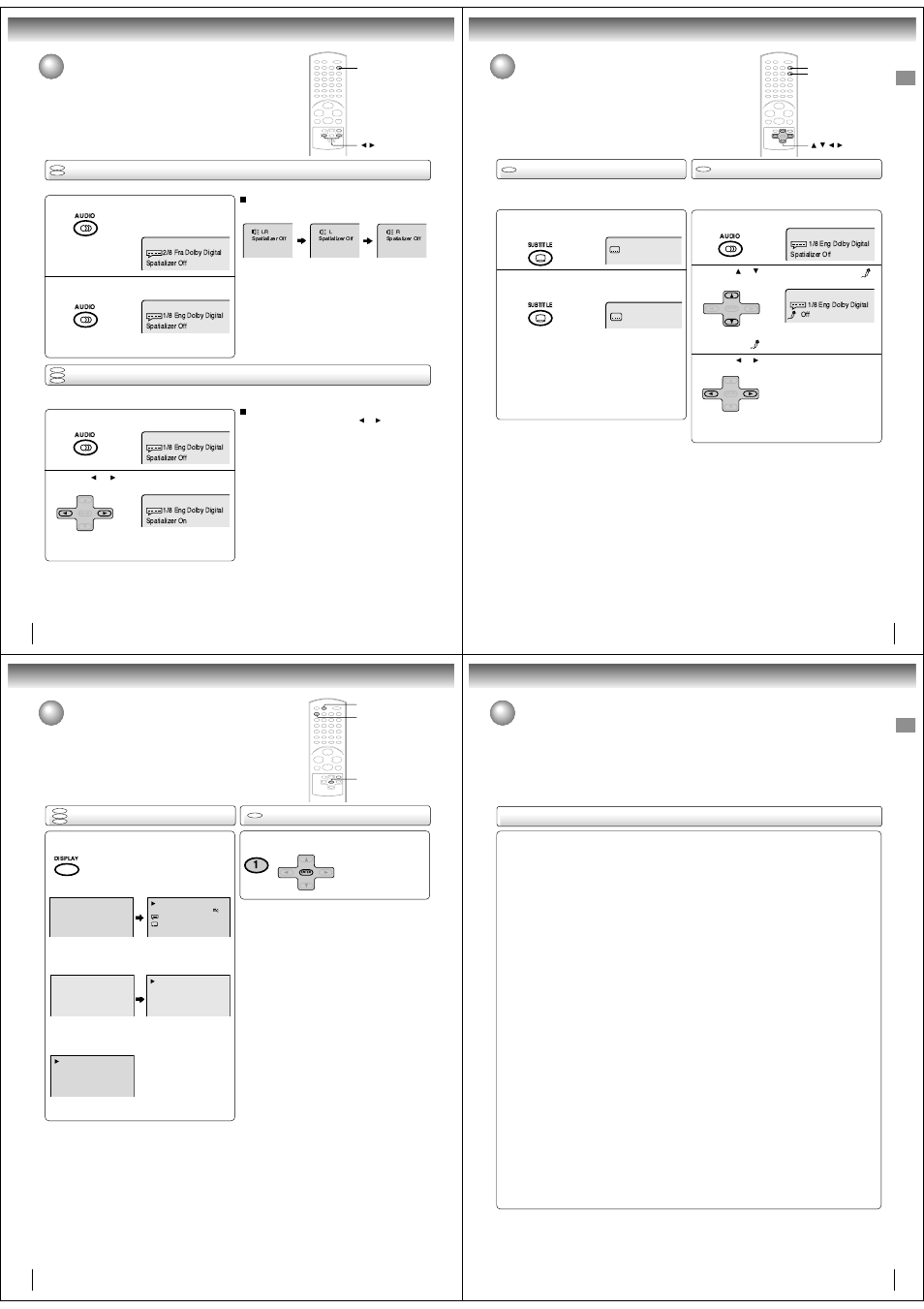 Subtitles/karaoke playback, Disc status/to turn off the pbc, Mp3/wma/jpeg operation | Toshiba SD-190ESE User Manual | Page 7 / 10