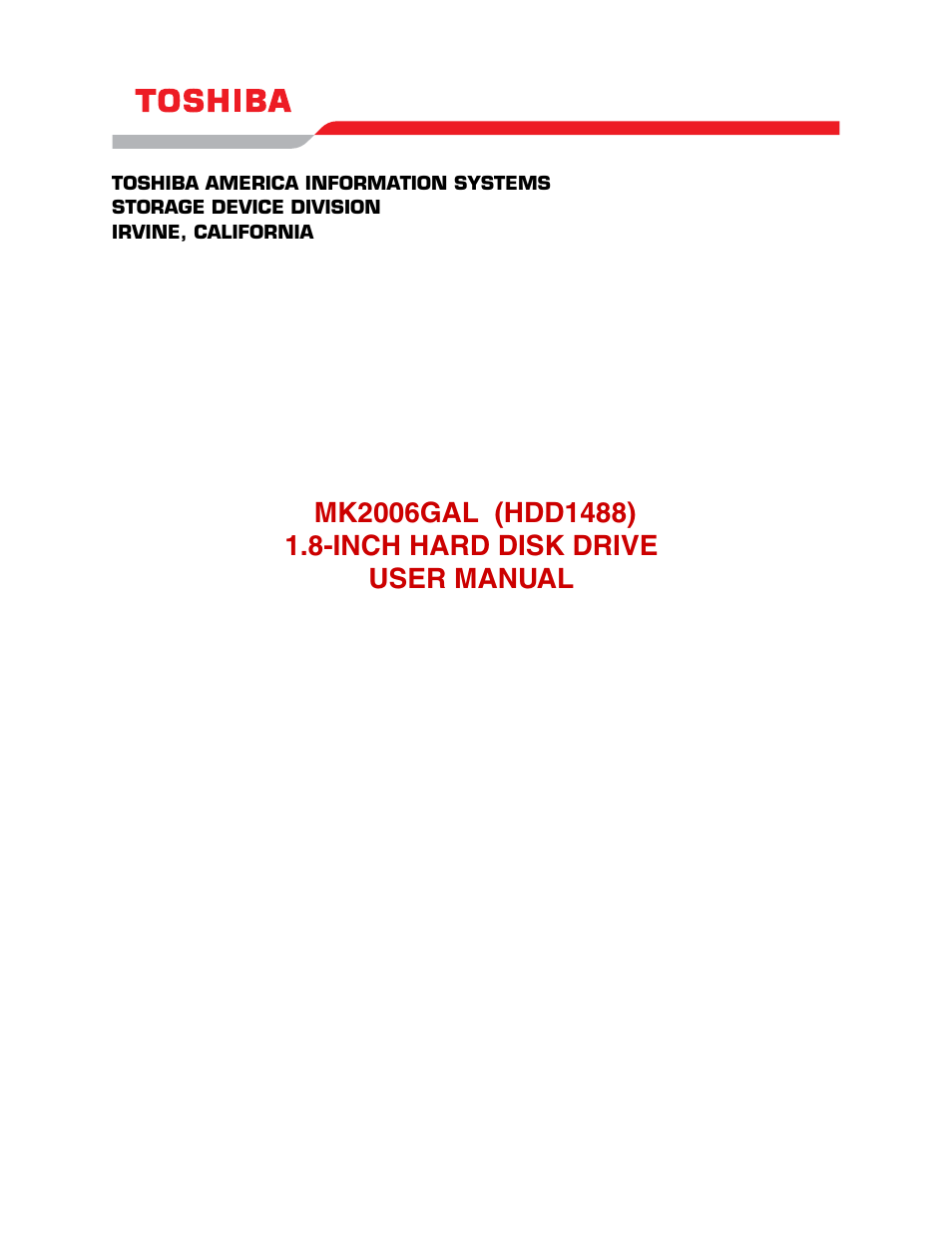 Toshiba MK2006GAL User Manual | 9 pages