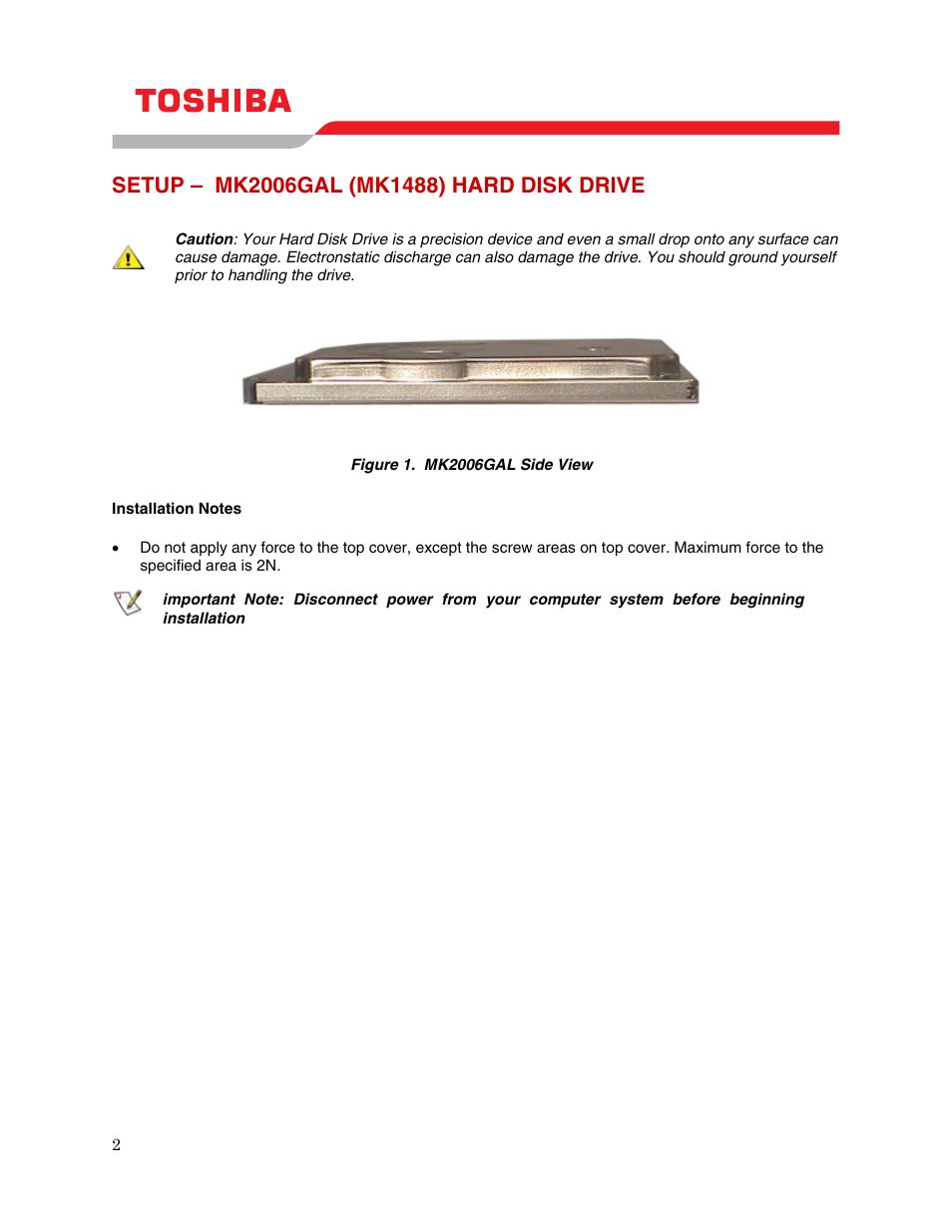 Setup – mk2006gal (mk1488) hard disk drive | Toshiba MK2006GAL User Manual | Page 4 / 9